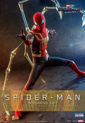 SpiderMan: No Way Home MMS624 (Integrated Suit) Regular 1/6 Hot Toys, SPIDERMAN NUEVO Y SELLADO CON CAJA CAFÉ