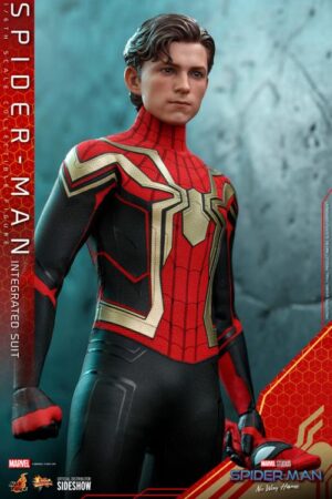 SpiderMan: No Way Home MMS624 (Integrated Suit) Regular 1/6 Hot Toys, SPIDERMAN NUEVO Y SELLADO CON CAJA CAFÉ
